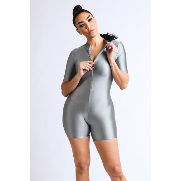 Boutique Pants - Women's Sexy Bodycon Casual Short Sleeve Club Rompers Short Nylon Jumpsuit